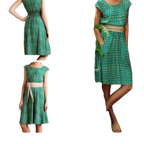 Maeve by Anthropologie Eveline geometric green dress. - Picture 1 of 15